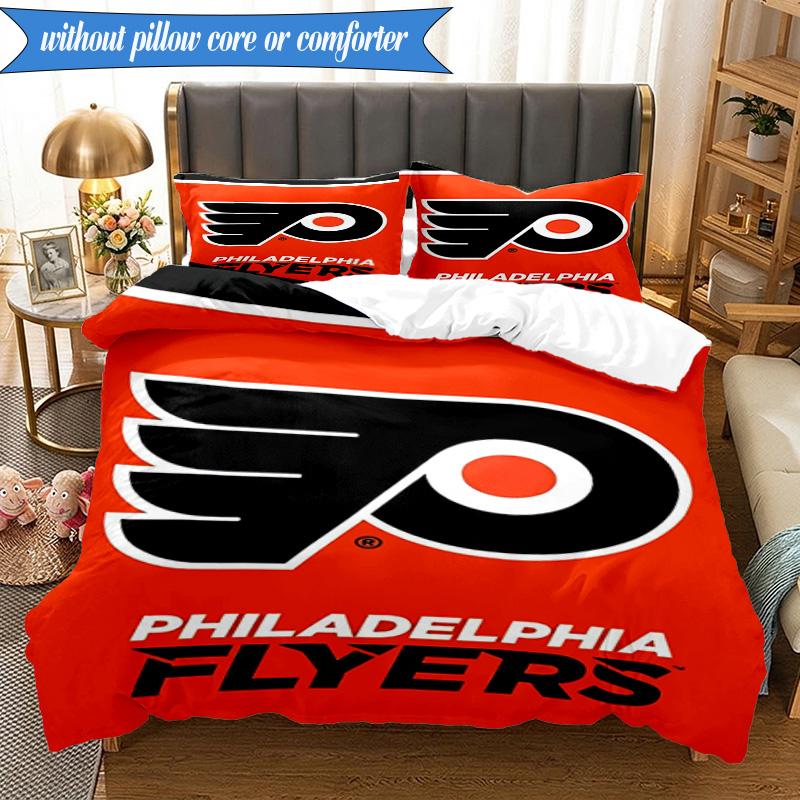 3PCS Flyers Hockey Team Bedding Set,Including 1pc Duvet Cover And 2pcs Pillowcases Perfect for Bedroom, Dormitory, Fan Christmas gift