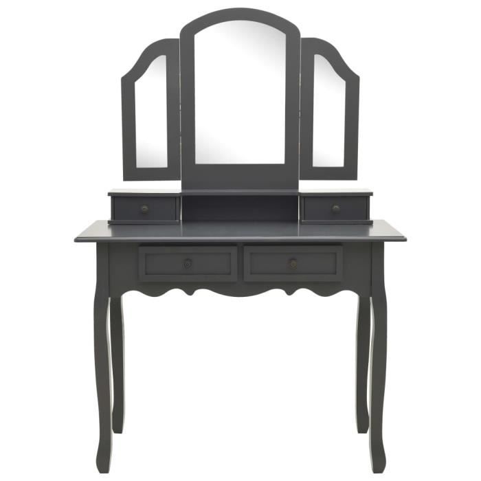 VidaXL Vanity Set with Stool Grey 100x40x146cm Paulownia