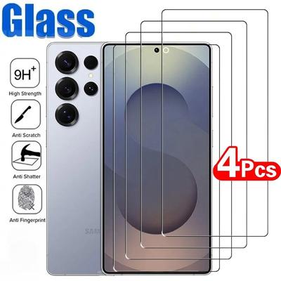4PCS Screen Protector For Samsung Galaxy S24 S25 Ultra S23 S22 S21 Plus Tempered Glass Fingerprint Unlock Screen Protective Film