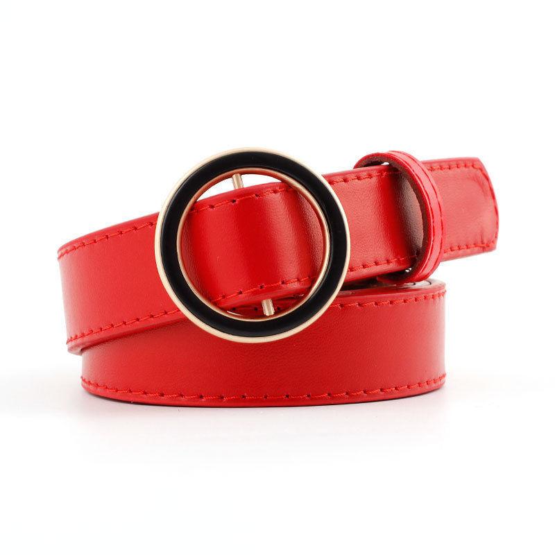 Chic Womens Korean Style Pu Buckle Belt In Black Beige Coffee For Looks Effortless