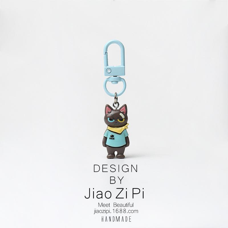 Trendy Funny Street Cat Keychain Creative Bag Jewelry Pendant Personalized Cartoon All-match Daily Accessories