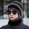 Men's Striped Woolen Hat Thick Hat Warm Winter Hat Versatile Anti Cold Cover Head and Neck Protection Cotton Hat for Men