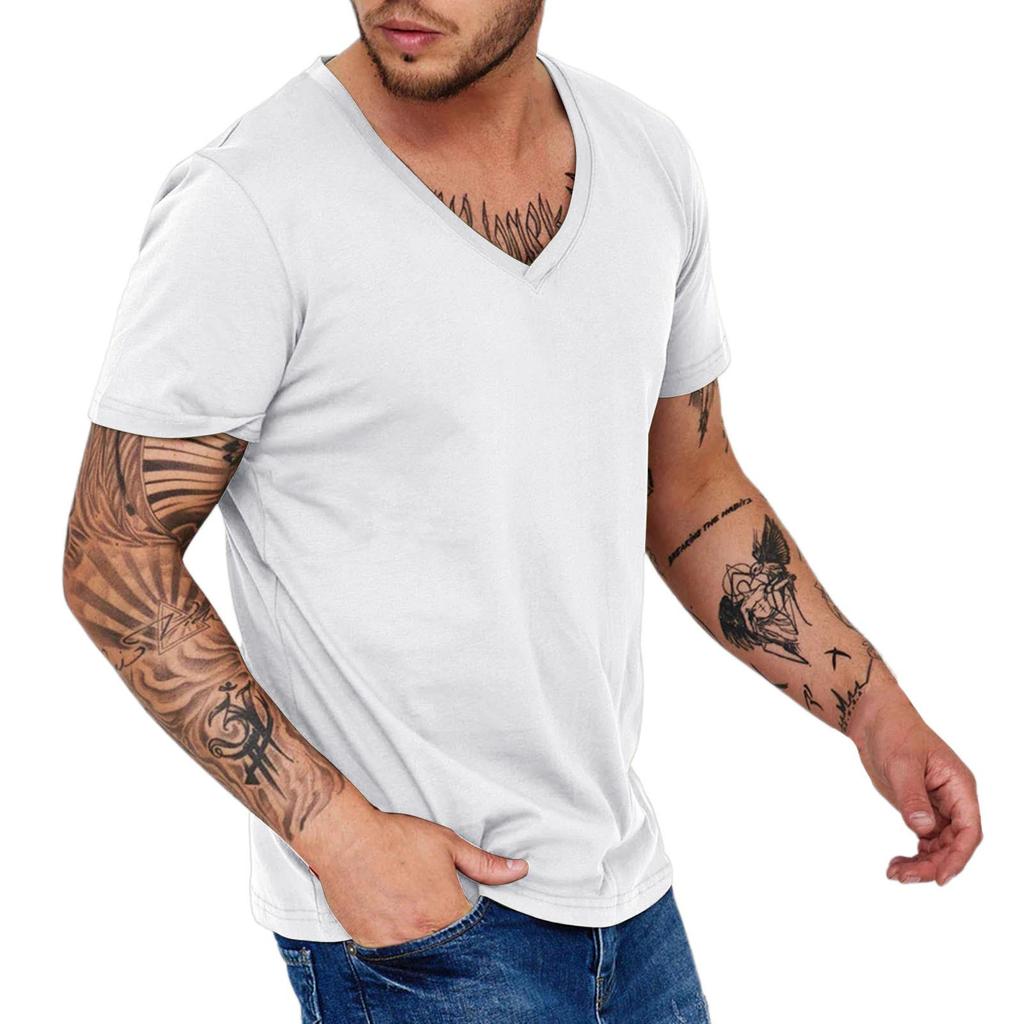 Camiseta Deportiva Casual de Verano para Hombre con Cuello en V Personalizada 2024