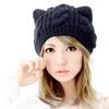 New Lovely Cat Ears Knitted Hat Fashion Women Solid Color Winter Warm Crochet Braided Beanie Hats Casual Girl Kawaii Wool Cap