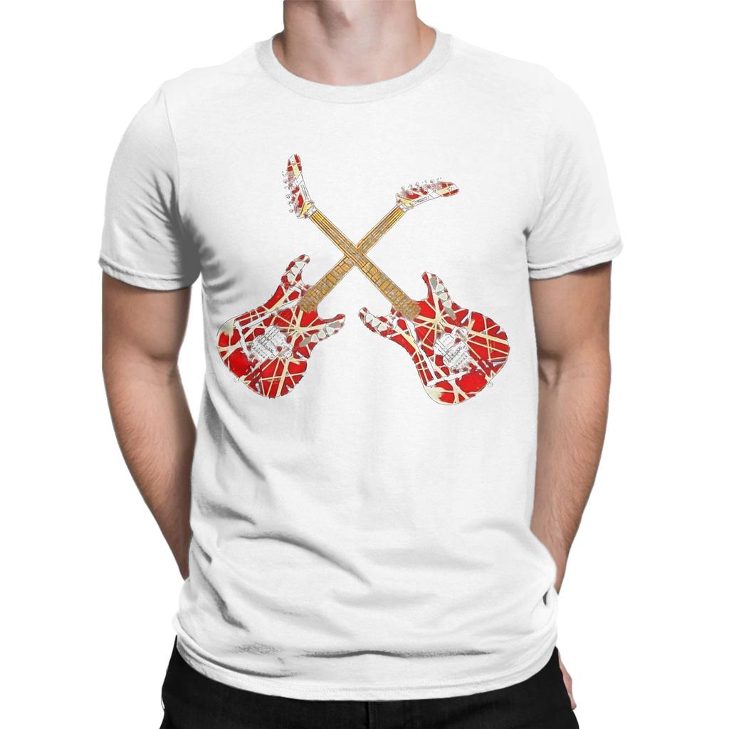 Two Red Guitar Funny 100 Cotton Tshirt Van Halen Tops Tees For Unisex