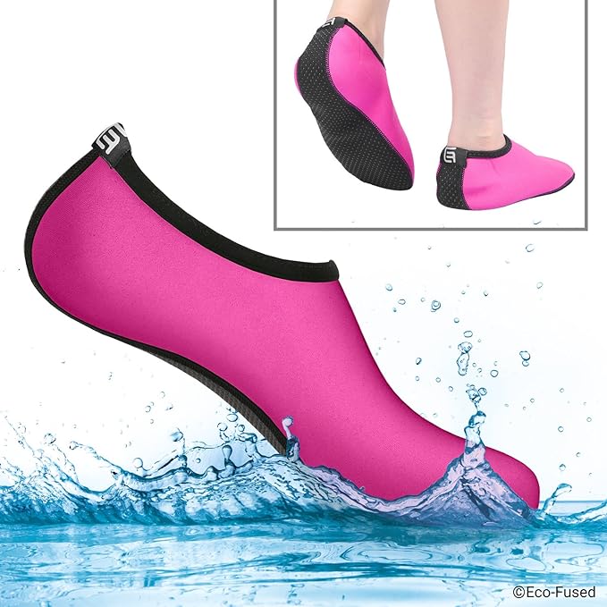 SEASOLES Pink Water Shoes Anti-Slip Quick-Dry Lightweight Soft Beach Sandals for Women Kids Size 30-33