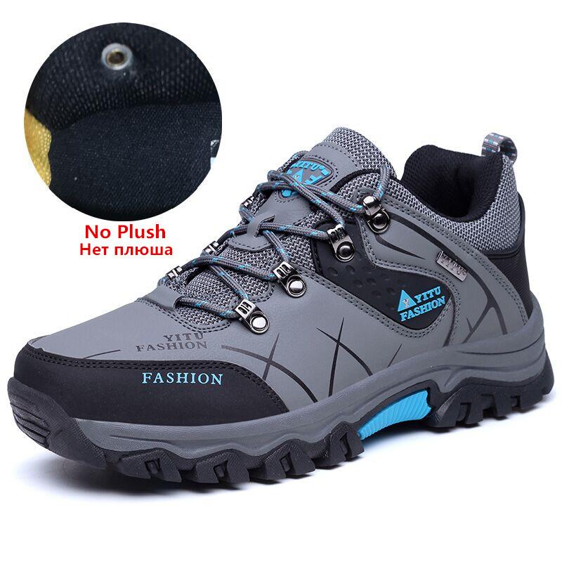 Brand Men's Winter Snow Boots Plush Warm Ankle Boots Waterproof Leather Sneakers Outdoor Male Hiking Boots Work Shoes Size 39-47