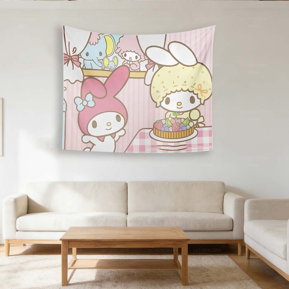 Sanrio Characters Wall Tapestry Kuromi Wall Hanging Anime Nursery Decor Wall Room Art Decor Cinnamoroll Wall Tapestry