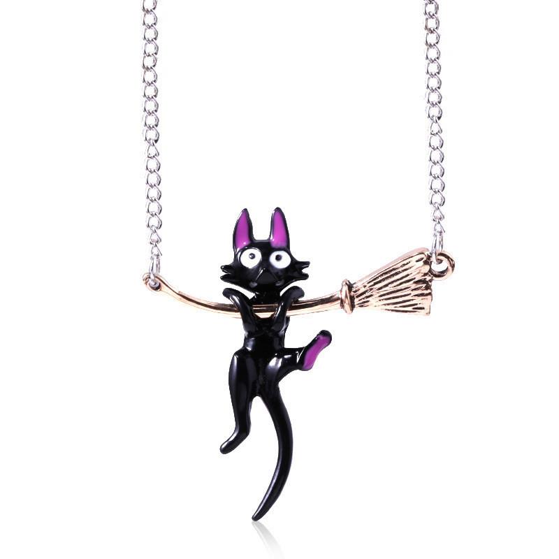 Service Kikis Delivery Naughty Black Cat Broom Necklace For Anime Gift Fans