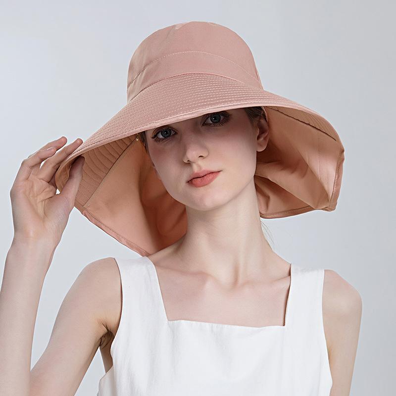 Women's Sunscreen Hat Fisherman Hat Summer Outdoor Big Brim Beach Sun Hat Basin Hat for Women Adjustable Bucket Cap