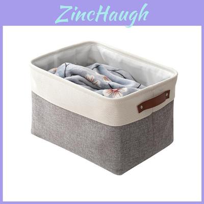 Cotton Linen Eva Thick Collapsible Storage Basket With Handles For Bedroom And Living Room Organization