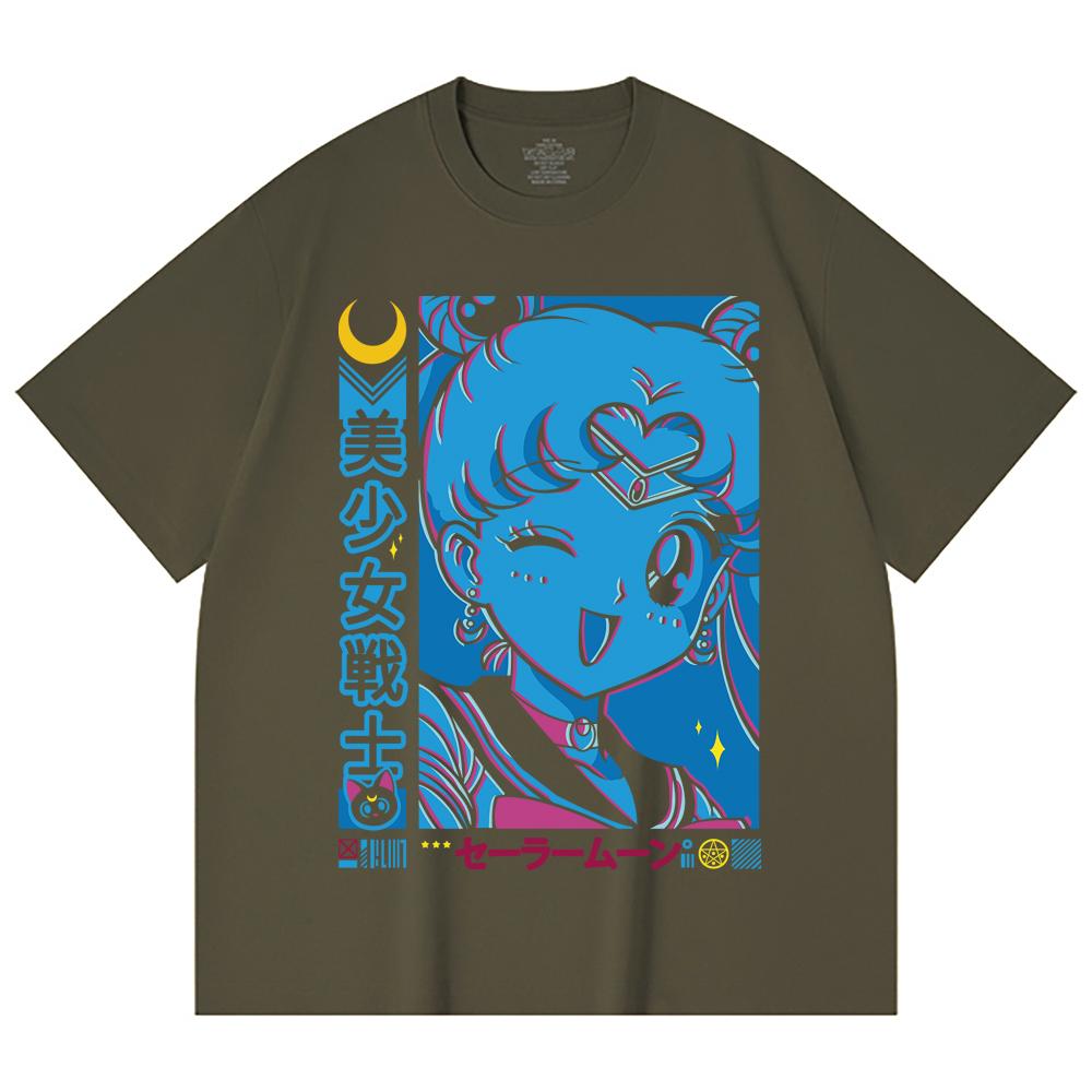 230 Gsm 100% Cotton Sailor Moon V13 Print Unisex Heavy Cotton T Shirt