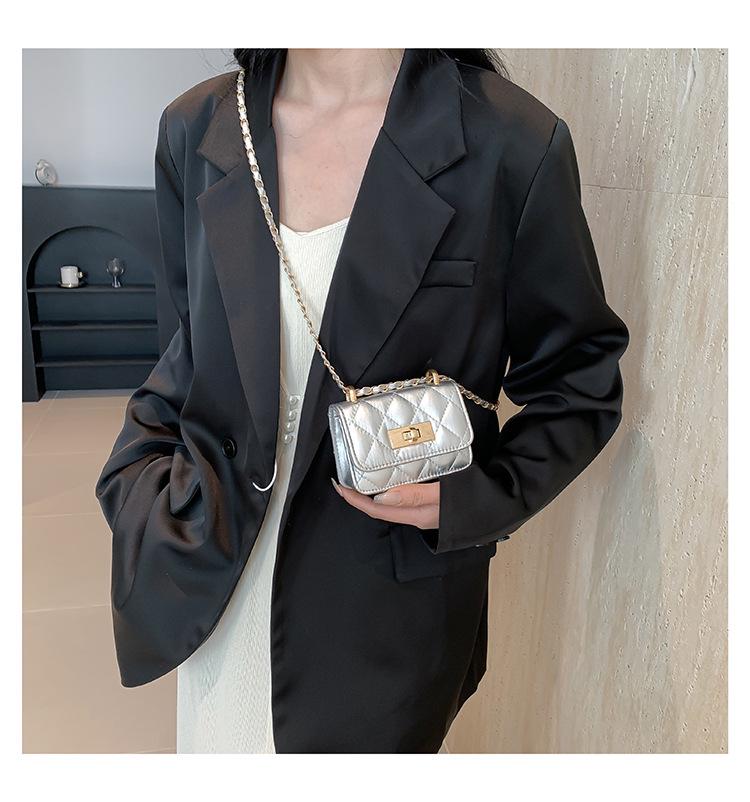 Korean Style Retro Women's Diamond Pattern Chain Crossbody Bag 2025 - Trendy Fashion Casual Small Square Shoulder Bag