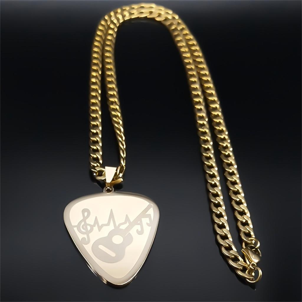 Hip Hop Guitar Bass Note Necklace Stylish Pendant Necklace for Music Lovers