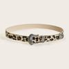Faux Leather Western Buckle Belt For Women With Animal Print Design