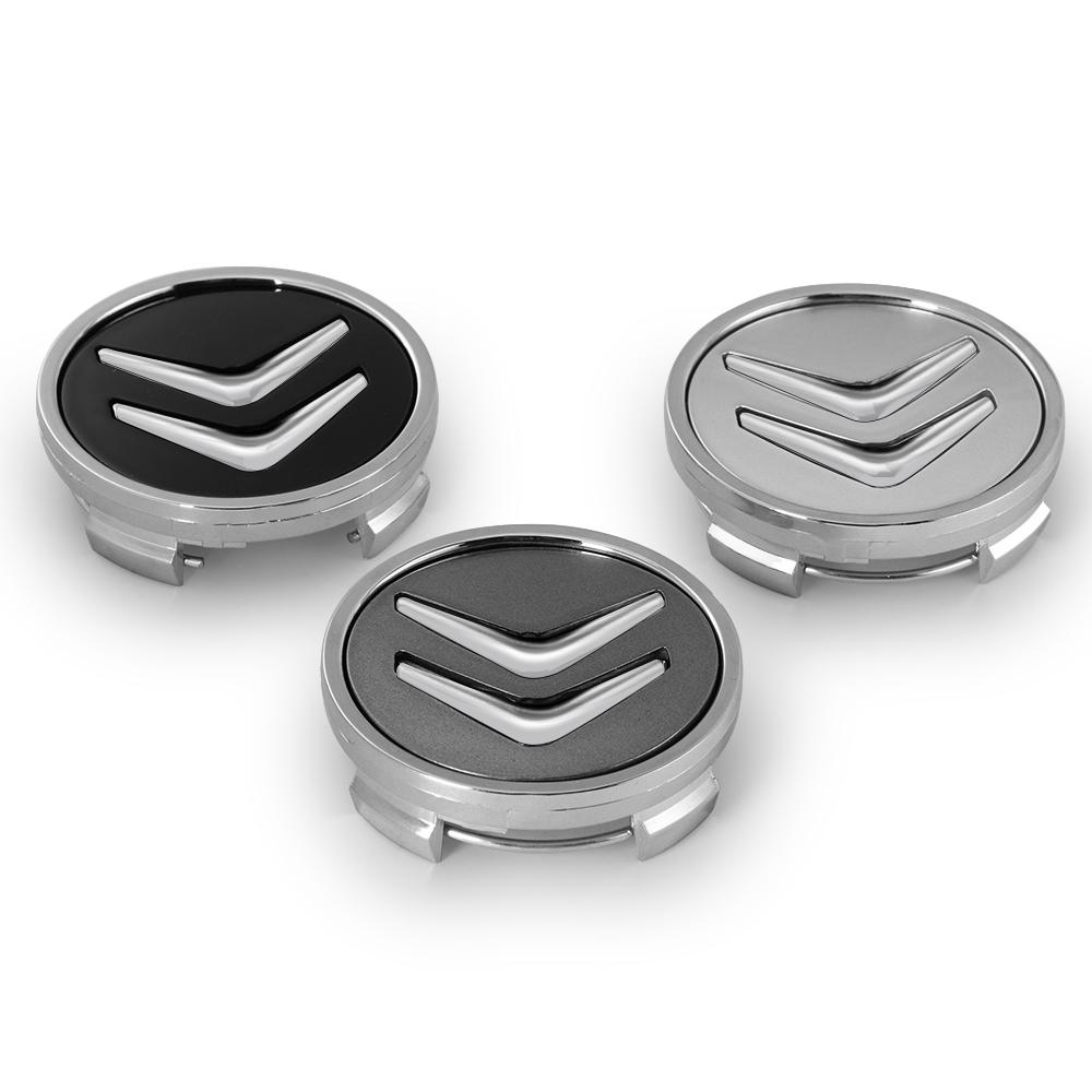 4 Stück Schwarze Radnabendeckel Auto-Radkappenabdeckung Auto-Emblem Zubehör für Citroen C1 C3 C4 DS3 VTS C-ELYSEE Aircross Picasso