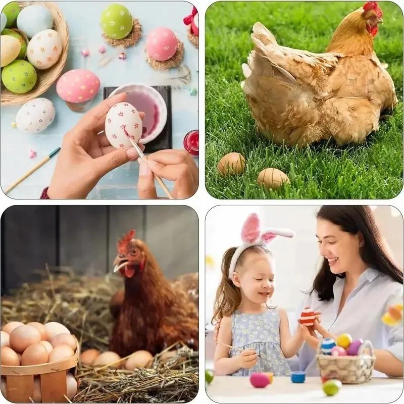 10-40PCS EasterWoodenEgg DIY Painting Set Realistic Imitation Eggs for KidsCreative DoodleToysFarmhouse Decor Wood Bead Ornament