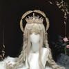 Gothic Lolita Halo Headband Goddess Queen Anna Tiara Angel Necklace Hair Ornament Laurel Crown Baroque Headpiece Accessories