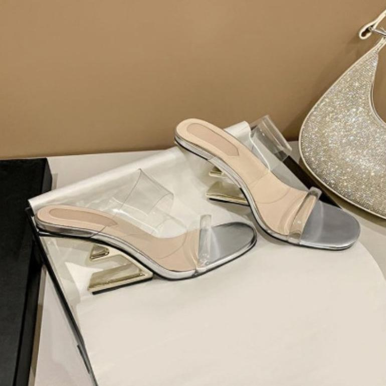 New Fashion Trend Women's Single Shoes Special-shaped Heel High Heel Half-support Simple Banquet Fashion Ladies Shoes
