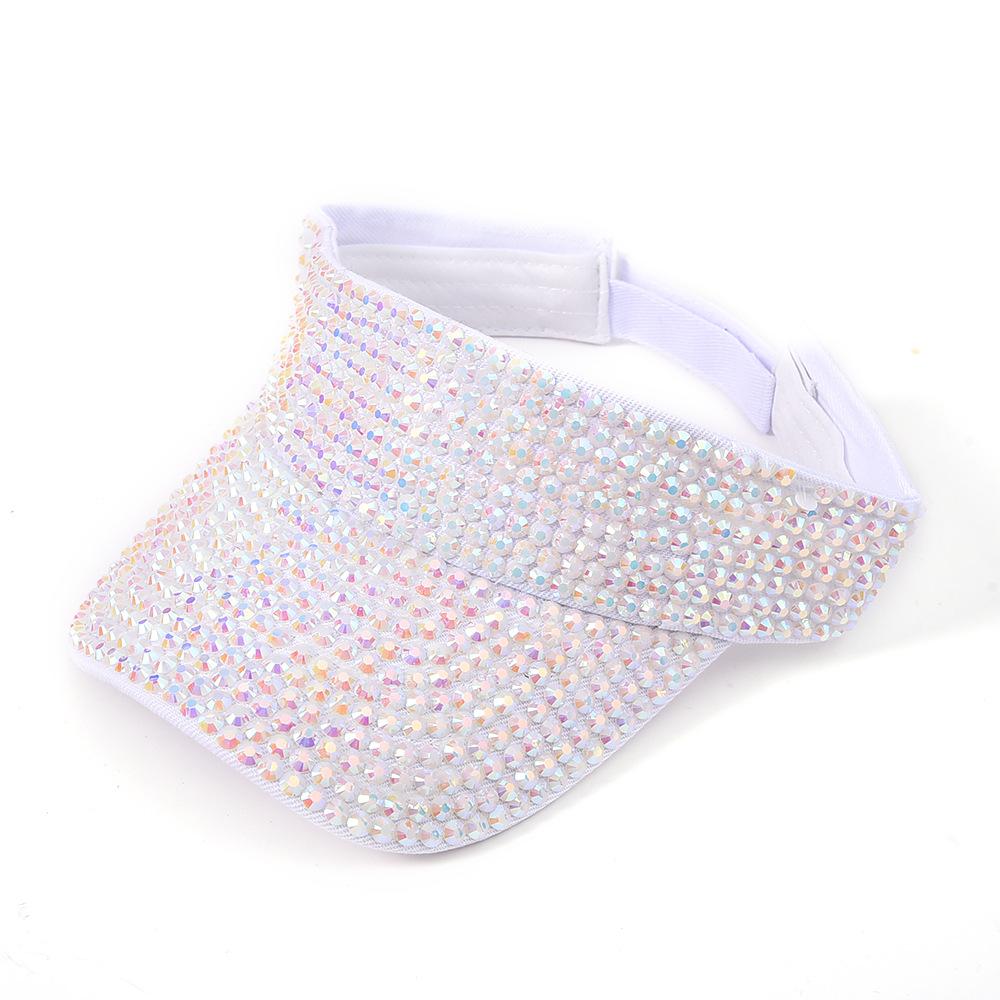 Flash Diamond Decorative Empty Top Hat, Women's Color Rhinestone Sun Hat, Outdoor Sunscreen Versatile Topless Cap Multi-color Optional