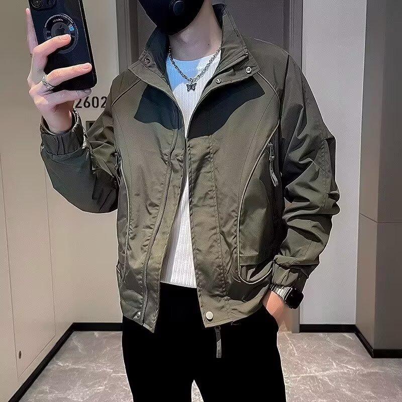 Men's Trendy Stand Collar Workwear Jacket - Cool & Casual Spring/Autumn Outerwear