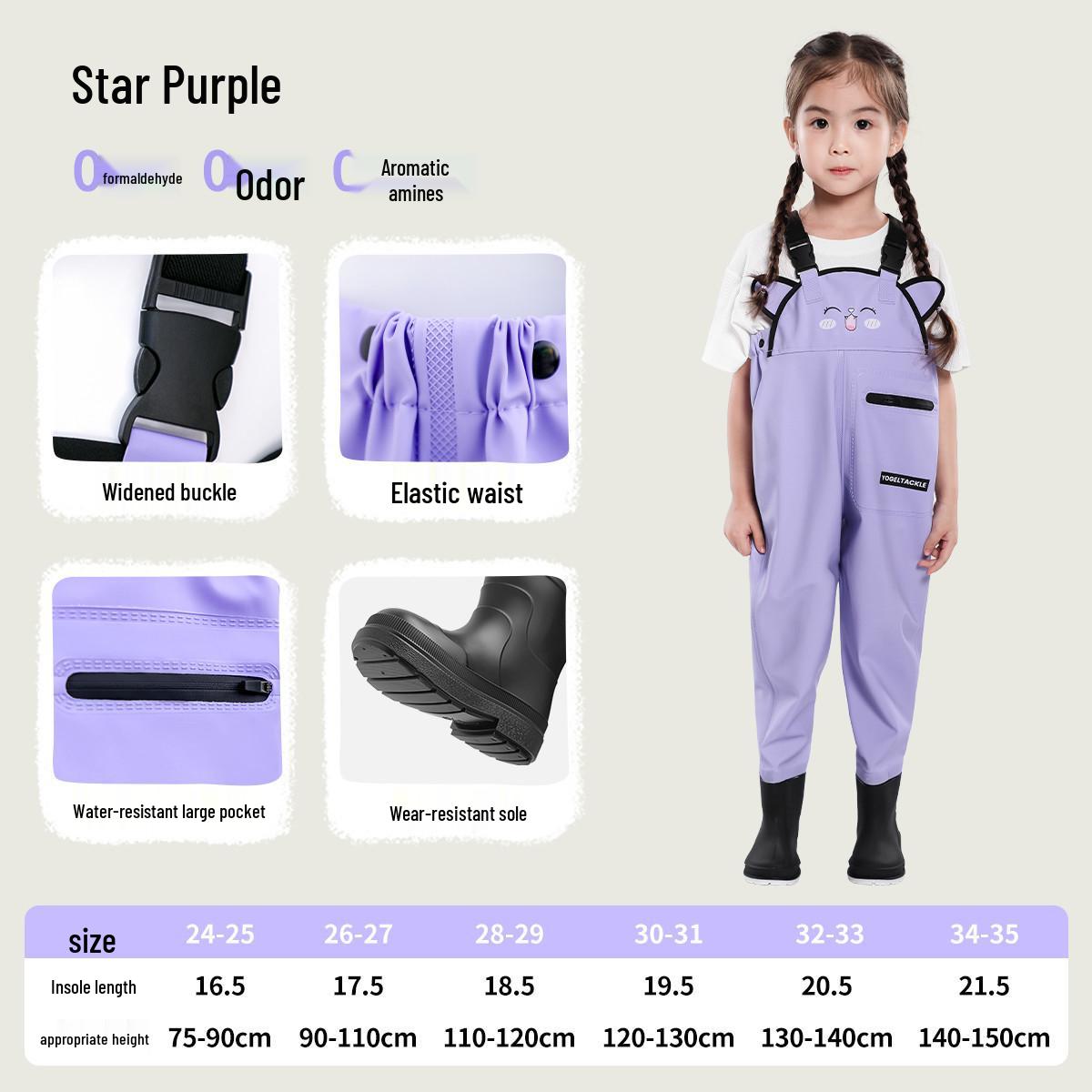 

Дитячі водонепроникні ПВХ штани для вейдінгу - Цілісний рибальський та морський спорядження 34/35 (Inner length 21.5CM)