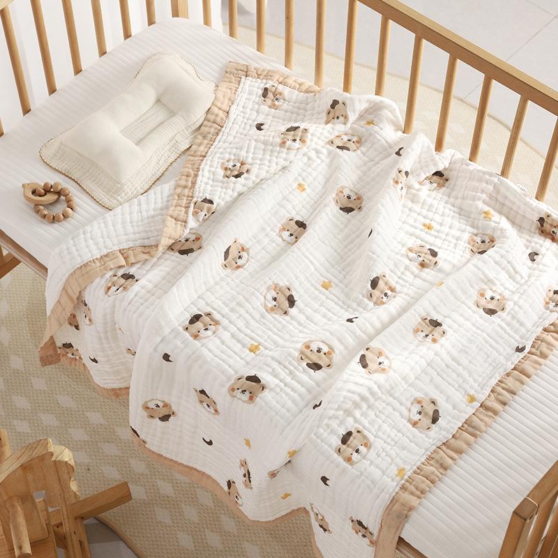 110x110cm High Density Pure Cotton Six-Layer Gauze Baby Bath Towel and Toddler Blanket