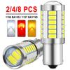 2/4/8 PCS Car Turn Signal Lights P21W 1156 Ba15S 1157 Bay15D LED Bulbs 12V 5730 SMD 6500K White Tail Brake Parking Reverse Lamps Bulbs 7