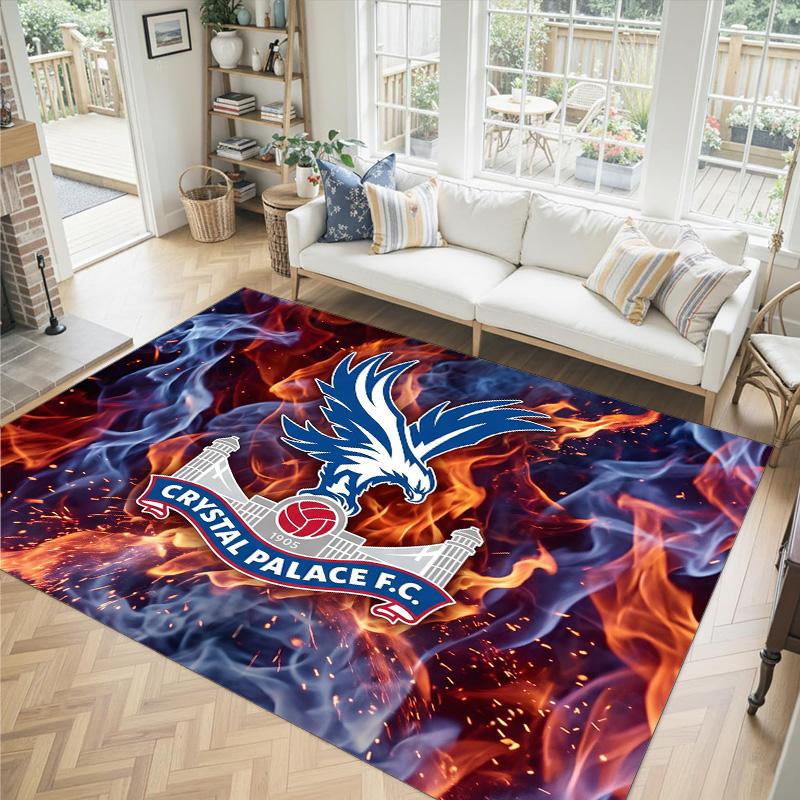 Crystal Palace Football Design Crystal Velvet Carpet Cozy Non?Slip Printed Rug For Bedroom Living Room Entrance