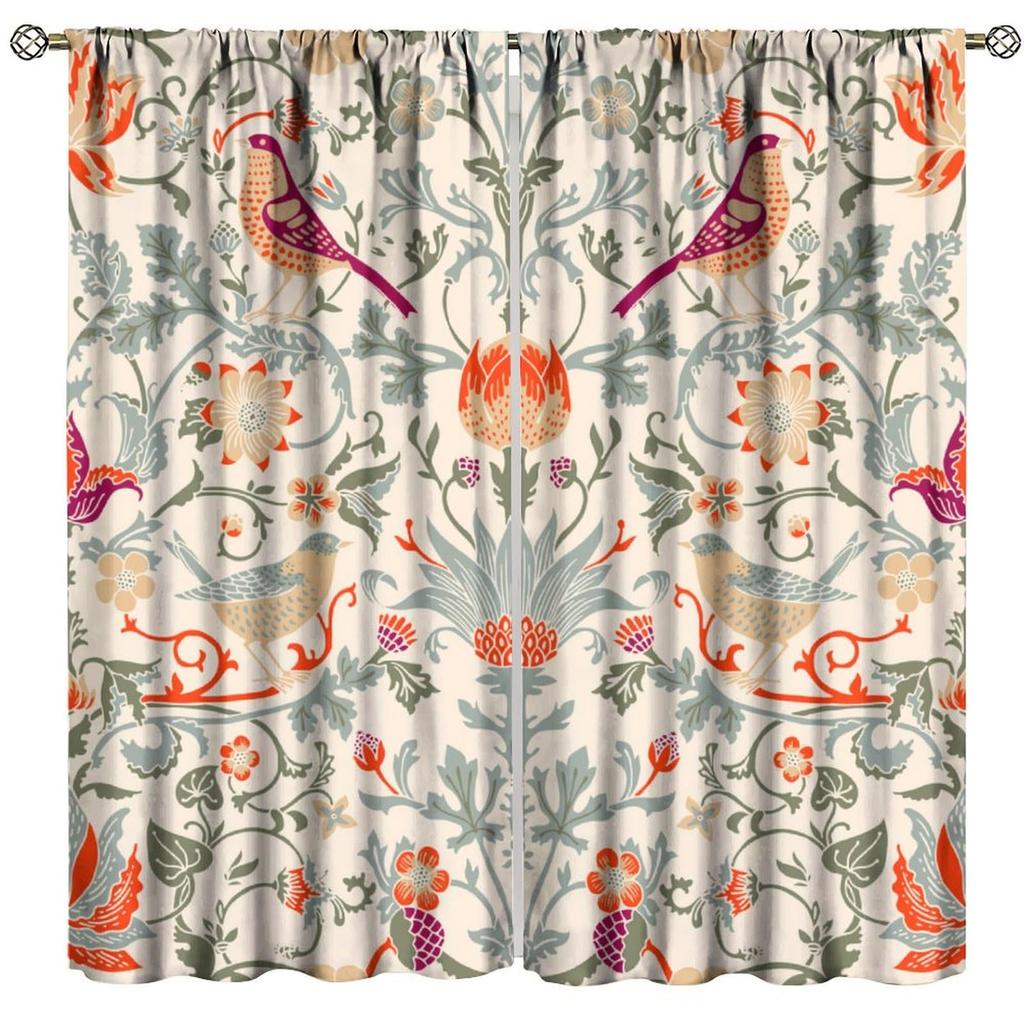 Tenda Retro Finestre William Morris con Motivo Botanico, Tenda Oscurante William Morris Arte Floreale 2 Pannelli
