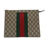 [Pre-Owned] GG Supreme Vintage Logo Stripe Web Canvas Clutch - Very Good #YA6BKW