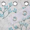 Pack of 2 Polyester Leaf Print Window Curtain Regular Print 135 GSM , White & Blue