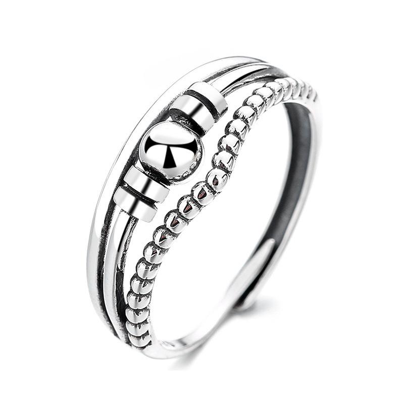 

Elegant Adjustable Open Bead Ring With Three Layer Cross Design For Women J4183