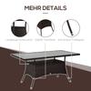 Garden Table Glass Table Dining Table Garden Furniture Table, Poly Rattan+Safety Glass, Brown+Black, 150x85x74cm