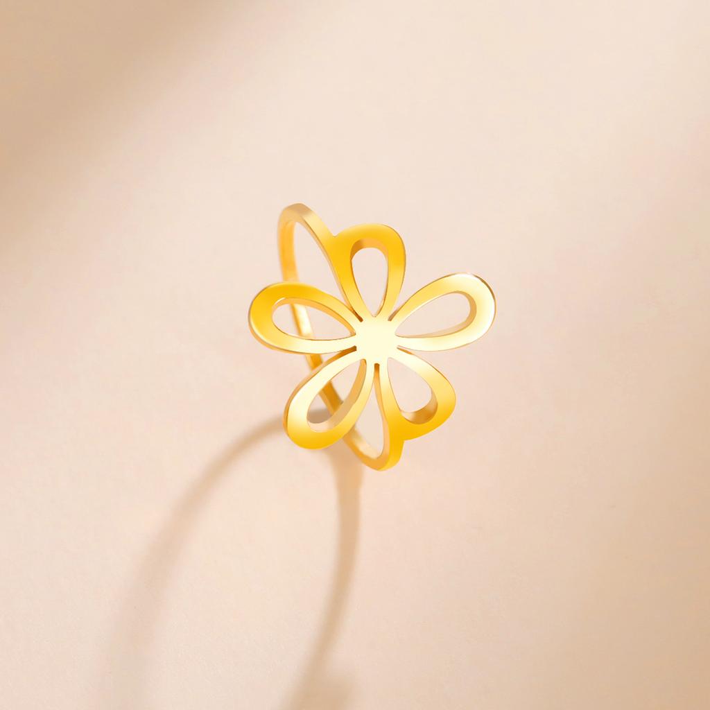 Xiaomi Skyrim Stainless Steel Flower Ring Women Gold Color Aesthetic Bohemian Ring Wedding Engagement Jewelry Gift Wholesale