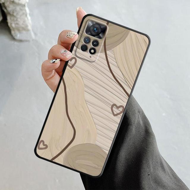 Fashion Brown Love Wood Grain Texture Case For Xiaomi Redmi Note 11t 11s 11 10 8 Pro 9 9s 9t 8t For Mi 10 8 9a 9c 10c 12c K60