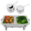 Foldable Dual Compartment Chafer Set - Stainless Steel Buffet Warmer with 2 Food Pans & Water Pan for Catering, Banquet, Wedding