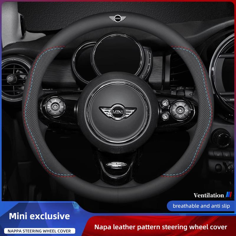 Car Leather Steering Wheel Cover Anti-slip Accessories For Mini Cooper JCW Works F54 F55 F56 F57 F60 R50 R52 R53 R55 R56 R57 R58