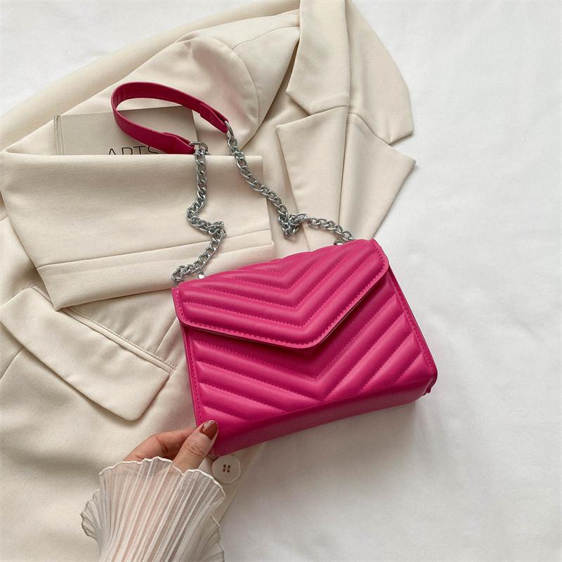 Стильная однотонная сумочка маленькая женская летняя новая вышитая текстурированная мини-сумка через плечо Fuchsia