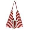 Shoulder bag summer large capacity striped canvas bag wind simple lazy fashion tote bag commuter versatile