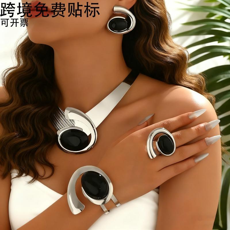 Fashion Versatile New Charm Temperament Inlaid Acrylic Snail Earrings Bracelet Necklace Ring Set