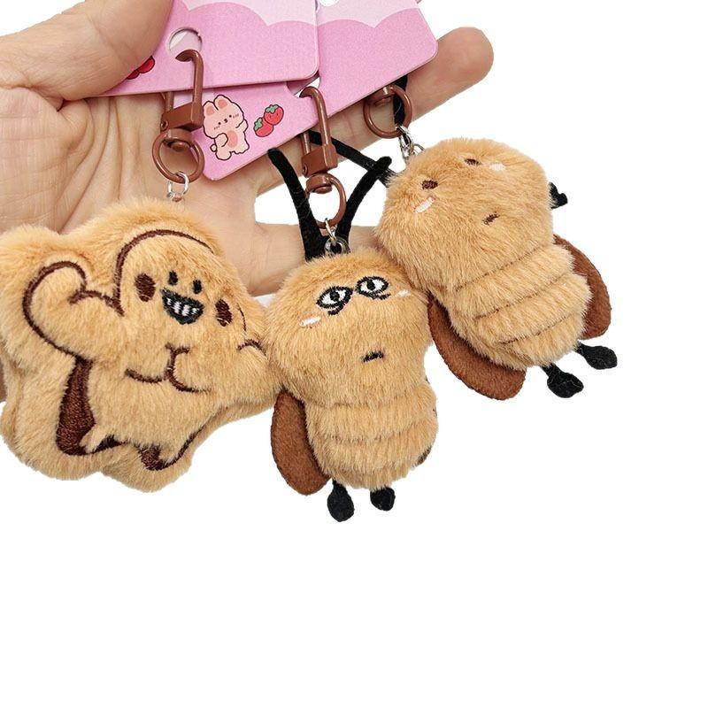 Cartoon Plush Cute Funny Cockroach Shape Doll Keychain Pendant Student Backpack Decoration Student Fun Roach Plush Keyring Toy