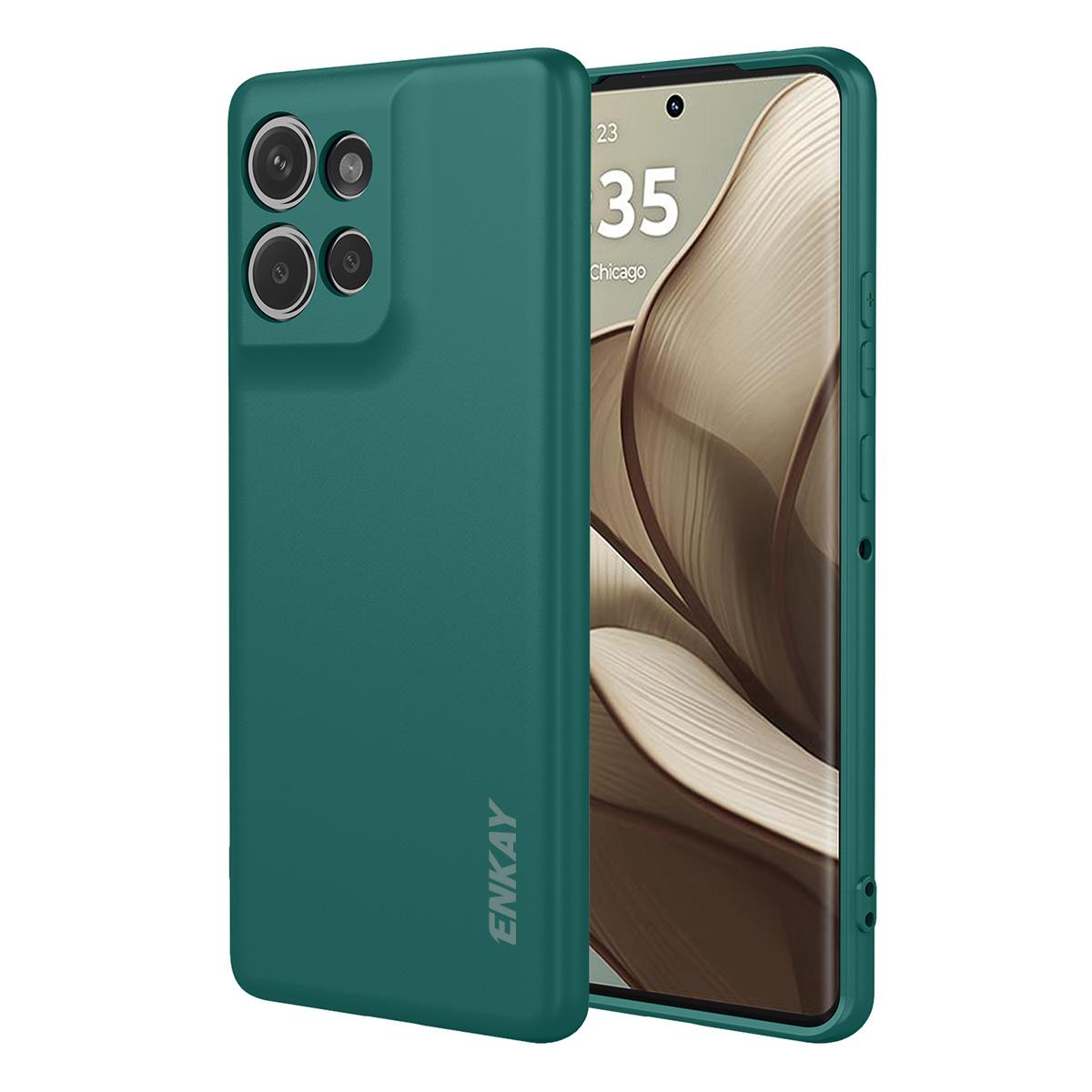 

For Motorola Edge 50 Neo 5G Silicone Case ENKAY HAT PRINCE Straight Edge Cell Phone Back Cover Dark Green