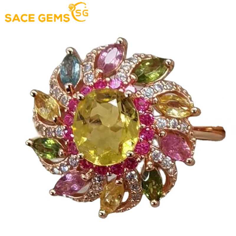 

Кольца SACE GEMS из стерлингового серебра 925 пробы с турмалином и драгоценными камнями для женщин, обручальные, коктейльные, вечерние, изящные ювелирные изделия, подарок разноцветный