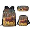 Harajuku Youthful Peculiar Animal Deer 3D Print 3pcs/Set Student Travel bags Laptop Daypack Backpack Shoulder Bag Pencil Case