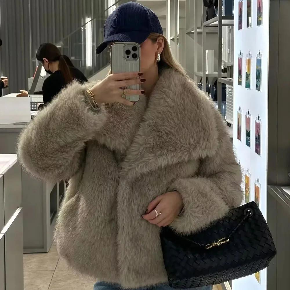 Womens Coats Winter Cropped Faux Fur Coat Women Autumn Long Sleeve Fluffy Black Jacket Outerwears Warm Plush Short Coats