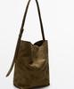 Massimo Dutti Washed Split Suede Bucket Bag
