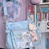 JIAERDI Japanese Sweet Elegant Ribbon Ita Bag Women Large Capacity Transparent Tote Bag Ladies Balletcore Anime Shoulder Bag New