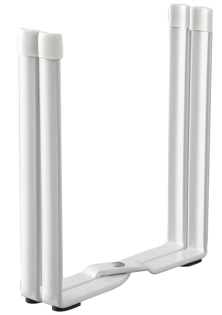 Yamazaki Tower Plastic Bag Eco Holder, White, Approx. W12 x D9.5 x H16.5cm, Tabletop Trash Can with Triangular Corner and Drainer, Slim Foldable,