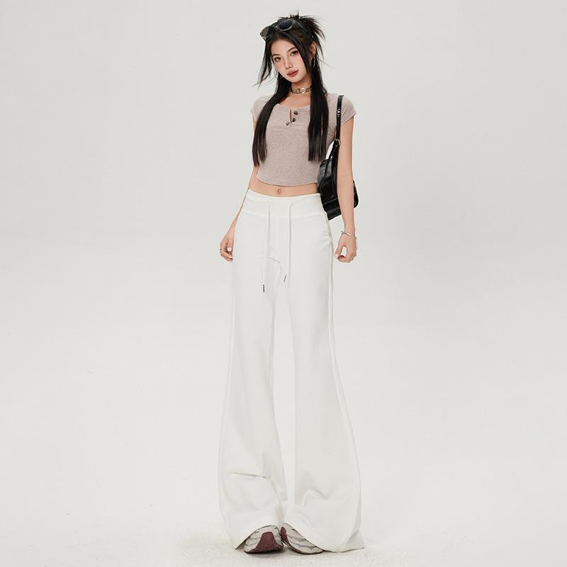Sweet Casual Pants for Women Spring High Waist Bell-bottom Pants for Women Spring Drawstring Slim Casual Pants for Women Walk Pants for Women
